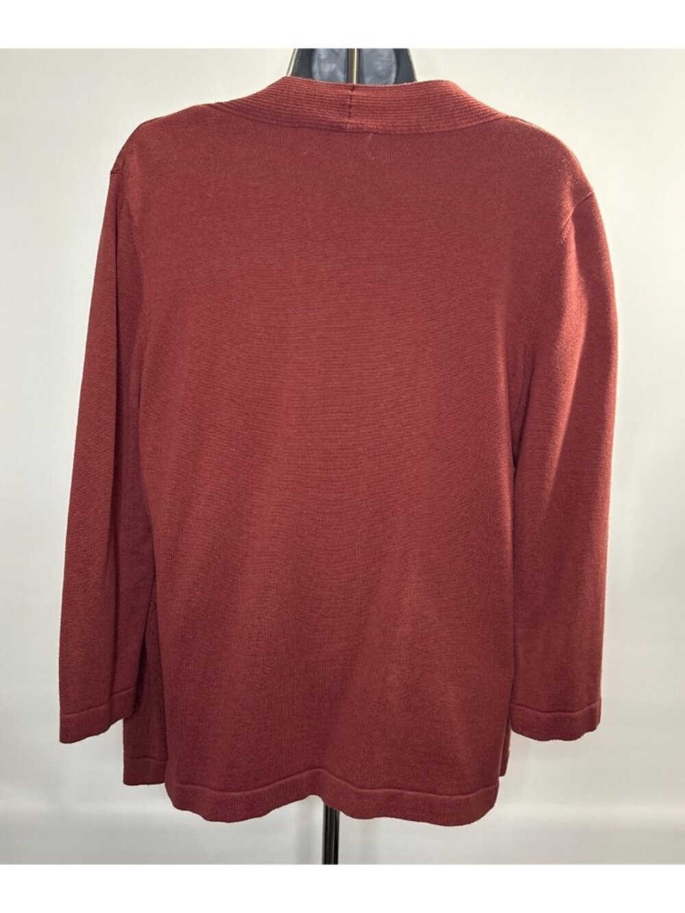 Alfred Dunner Chevron Layered Top Womens Petite Cardigan Rust Gold Tan Patterned - Picture 5 of 16